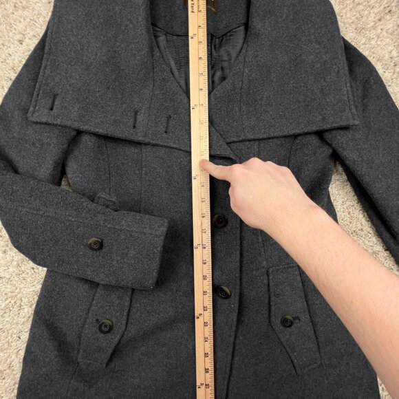 Cole Haan Alpaca Cashmere Wool Coat Size 12 Gray Buttons Winter Formal Jacket - Picture 2 of 9
